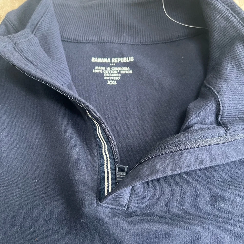 Banana Republic 1/4 Zip Pullover Sweater 100% Cotton Navy Blue Men’s XXL